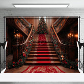 Lofaris Luxus Rot Festlich Weihnachten Stimmung Treppe Hintergrund